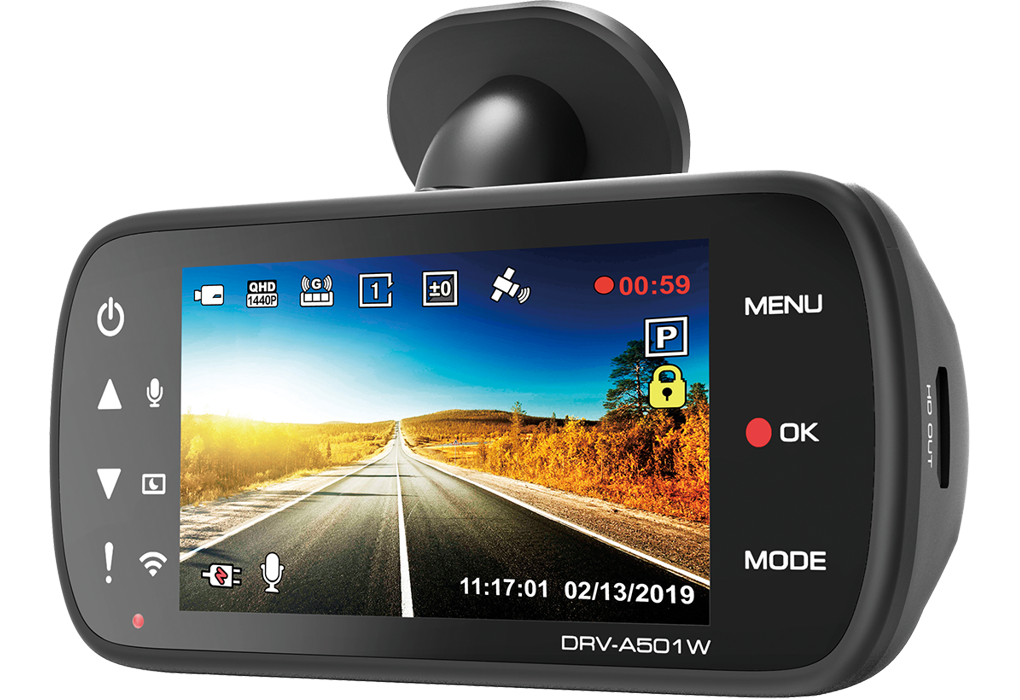 Kenwood DRV- A501W front dashcam: 2MP HD on-board camera, Wi-Fi, 3-axis accelerometer and built-in GPS