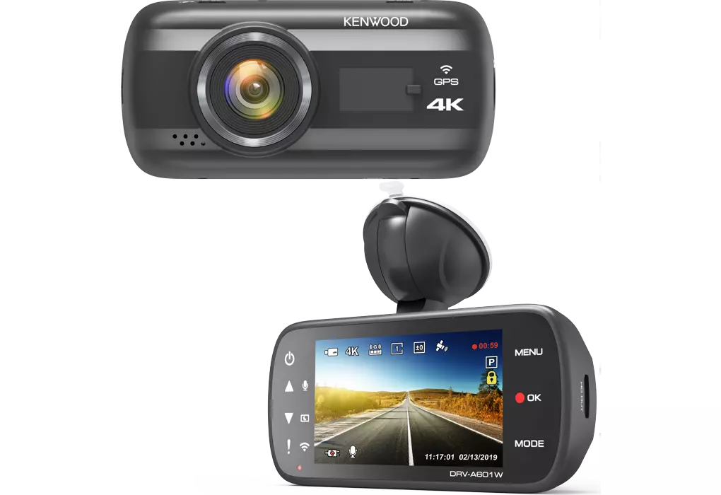 Kenwood DRV-A601W front dashcam: 4K HD on-board camera, Wi-Fi, 3-axis accelerometer and built-in GPS